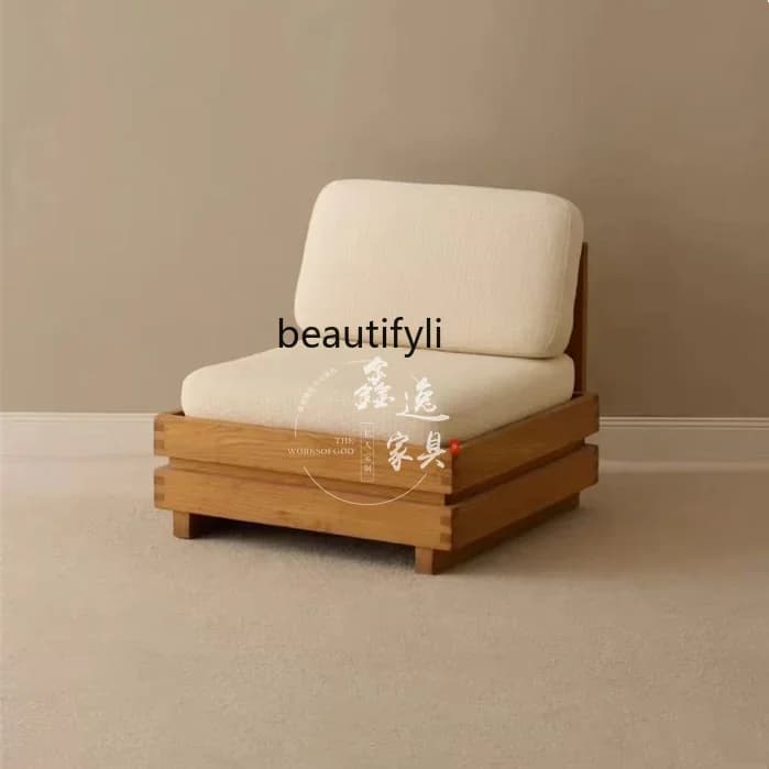 Nordic Simple Solid Wood Sofa Living Room Sofa Chair Single Bedroom Home Leisure Meeting Chair