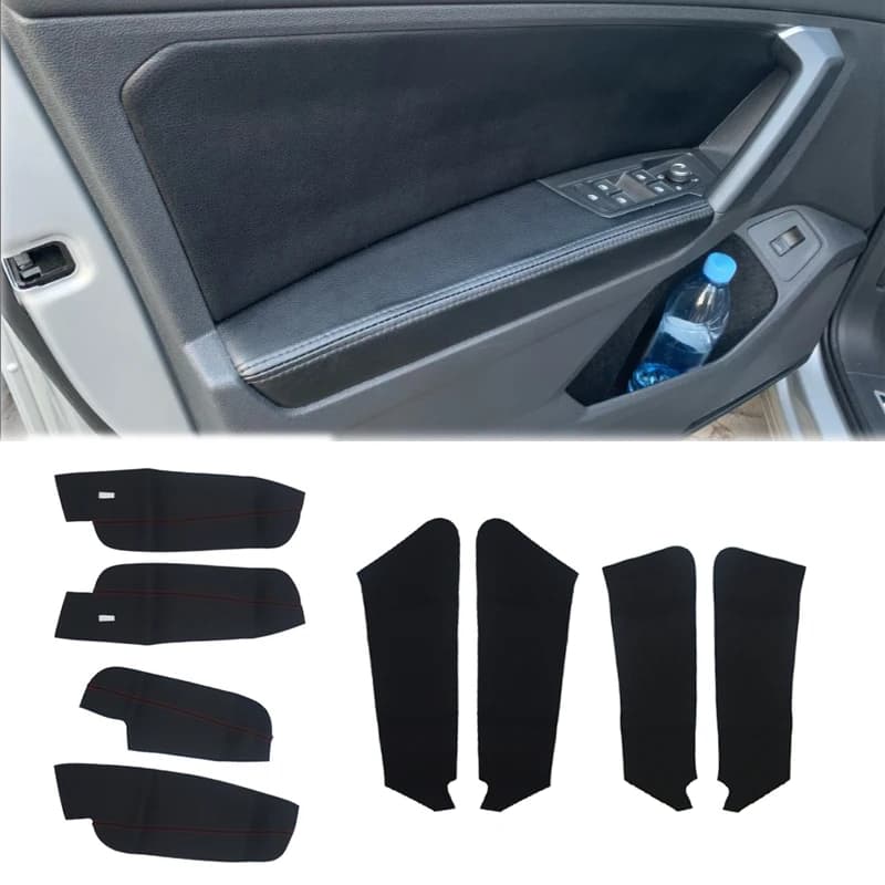 4Pcs Microfiber Leather Door Armrest Panel Protective Cover Trim Car Interior Decor Accessories for VW Tiguan 2017‑2019