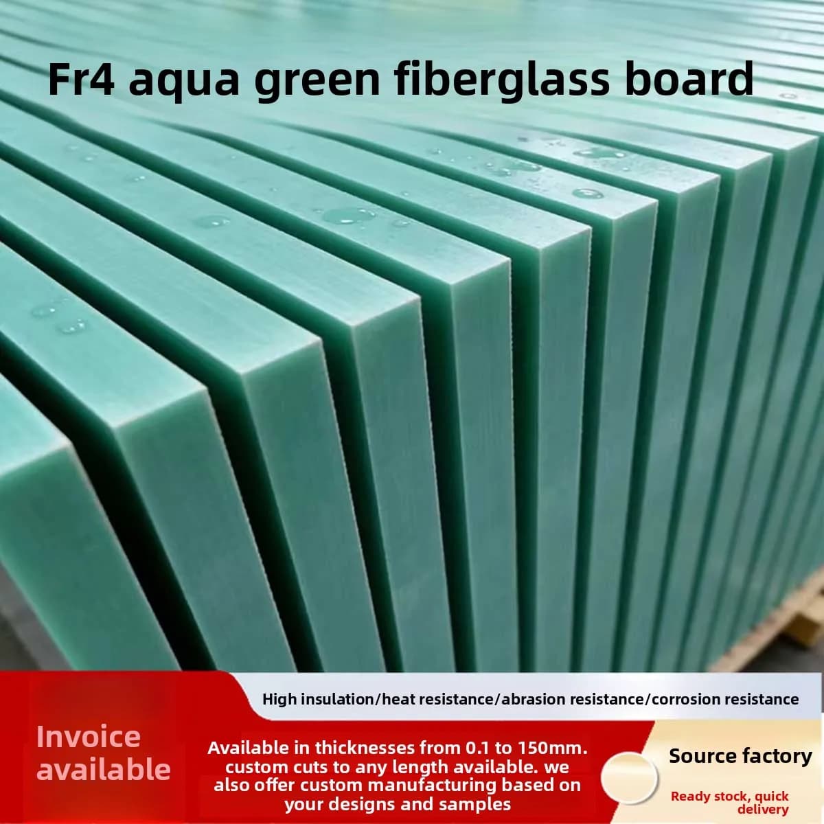 Water Green Fiberglass Board, Ultra-Thin Epoxy Resin Board Insulation Board Fr4 High-Temperature Processing