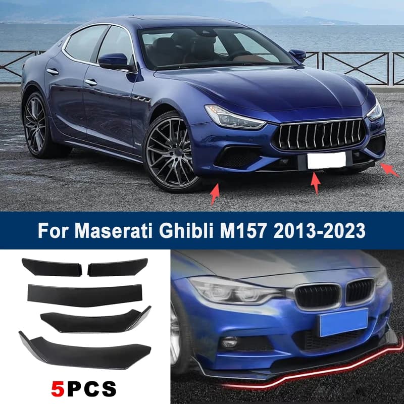 Adjustable 5Pcs Sectional Front Spoiler Lip For Maserati Ghibli M157 2013-2023 Front Bumper Splitter Car Exterior Sport Body Kit