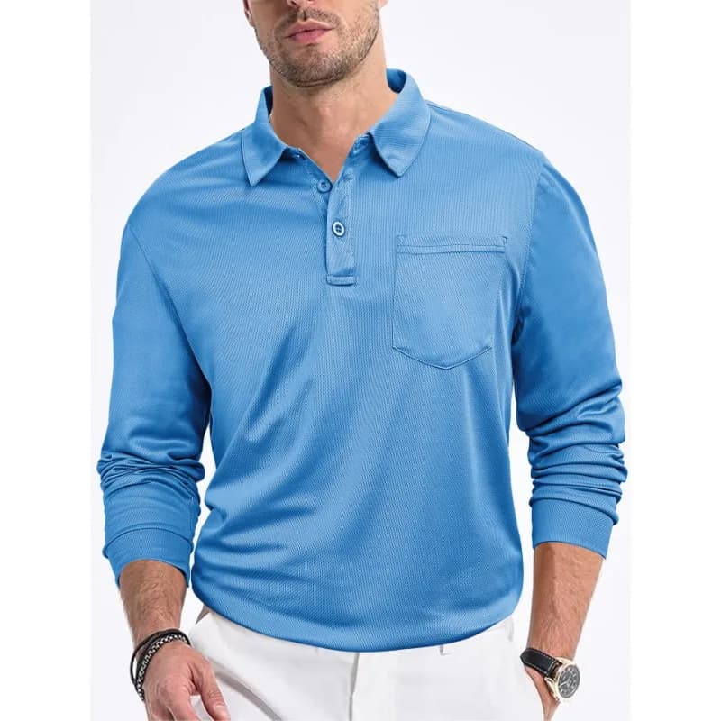 Men Clothing Polo Shirt Polo T Shirt for Men Casual Loose Button Long Sleeve T-Shirt Turn-Down Collar Shirt Top White Black