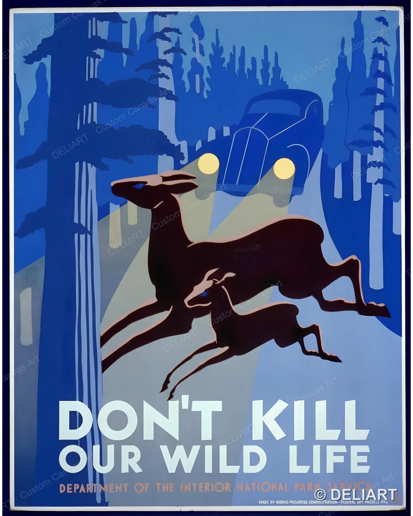 Don't kill our wild life Vintage WPA National Park Travel Canvas Wall Art Poster Print Retro Home Decor Unframed