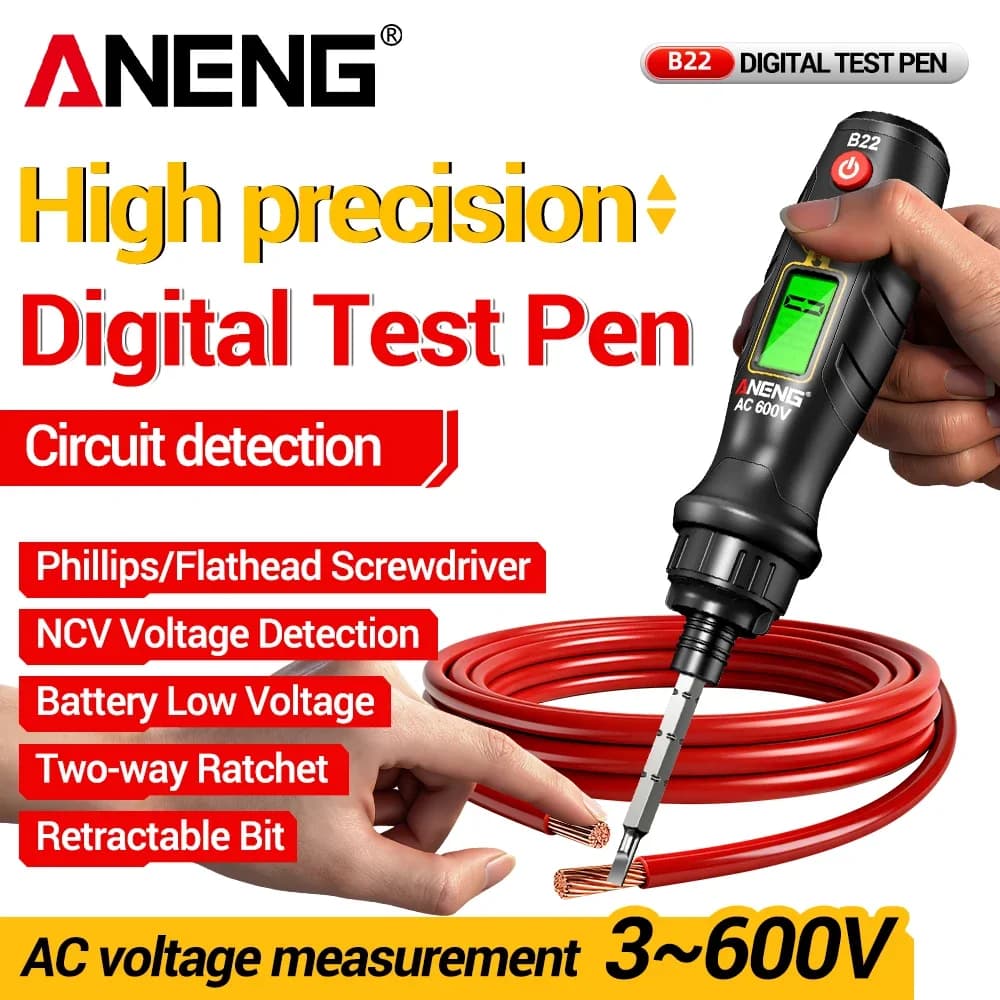 ANENG B22 Professional NCV Voltage Tester Pen Non Contact Voltage Detector Live Neutral Wire Finder LCD Display Electrician Tool