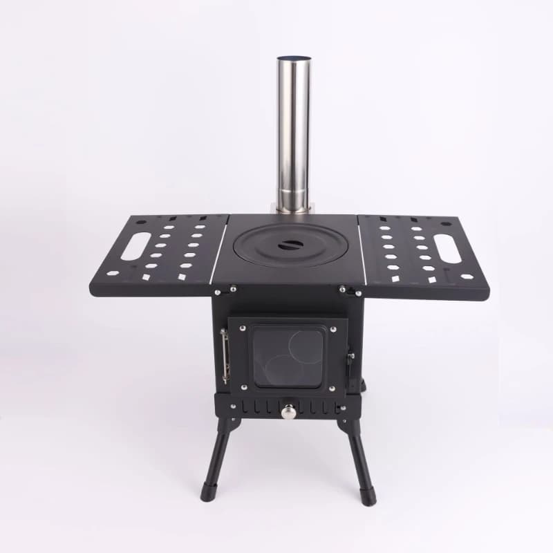 Outdoor camping wood heating picnic stove  tent folding cassette stainless steel barbecue