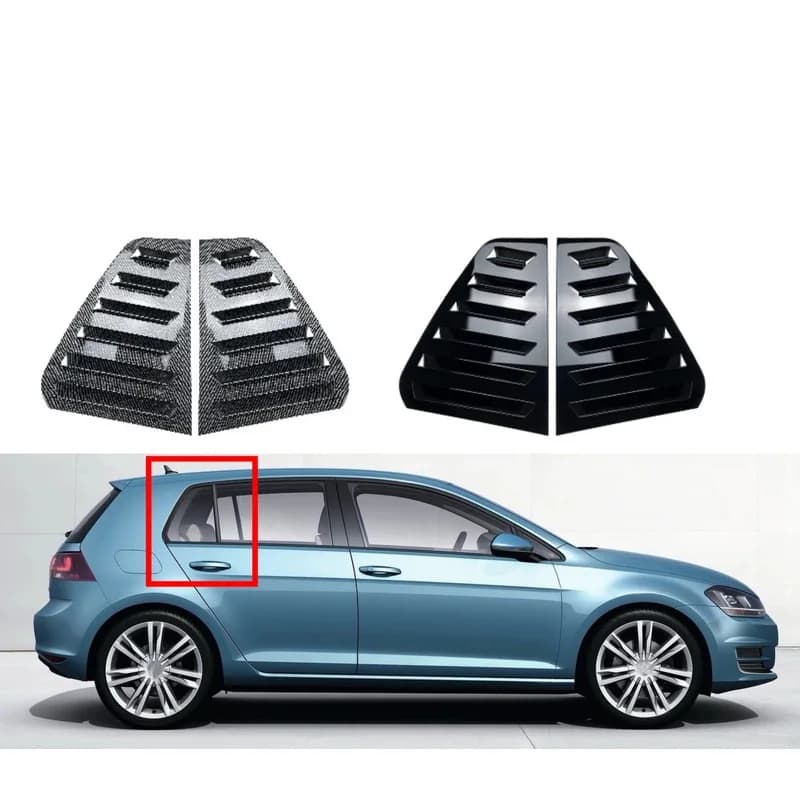 For VW Golf MK7 MK7.5 2013-2019  Rear Louver Window Side Shutter Cover Trim Carbon Fiber Black Car  Sticker Vent Scoop ABS