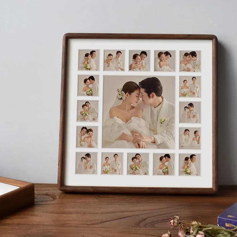 Square Wood Photo Frame High-grade Wedding Black Walnut 30x30cm Picture Frame DIY Grid Couple Display Pictures Home Decor Gift