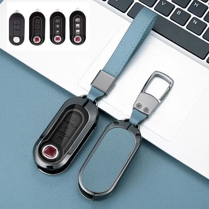 Zinc Alloy Leather Car Remote Key Case for Fiat 500 500L 500C ABARTH Grande Punto Brava Linea Dolcevita Keychain Key Shell