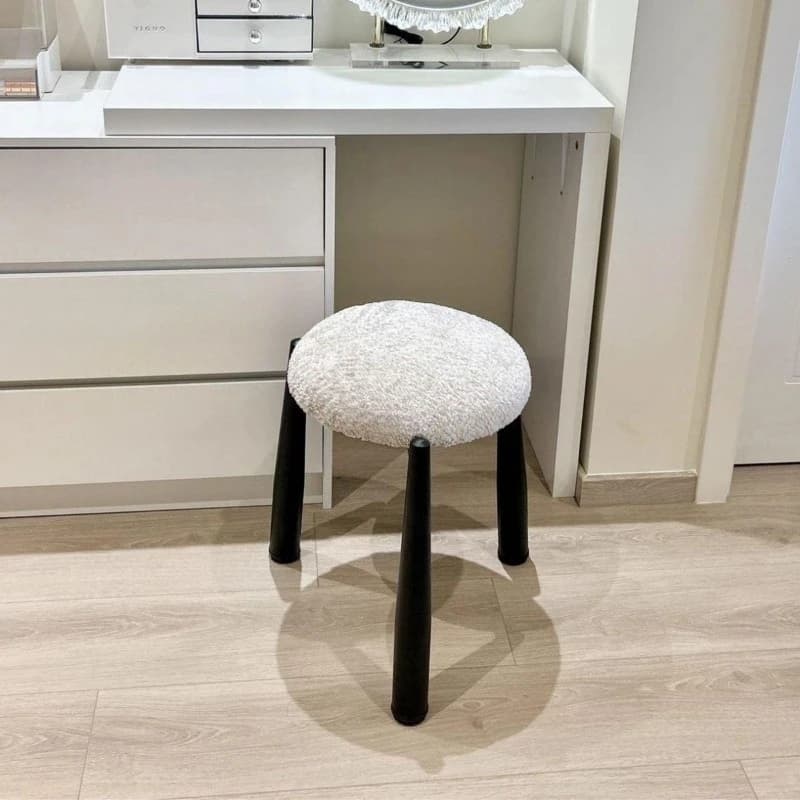 Home dining chair backrest retro style lamb wool makeup stool