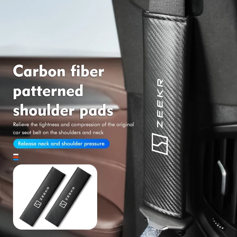 Carbon Fibre Style Car Seat Belt Shoulder Pad Protective Strap Cover Comfort Wear‑Resistant Anti‑Pressure Shoulder Protection Au