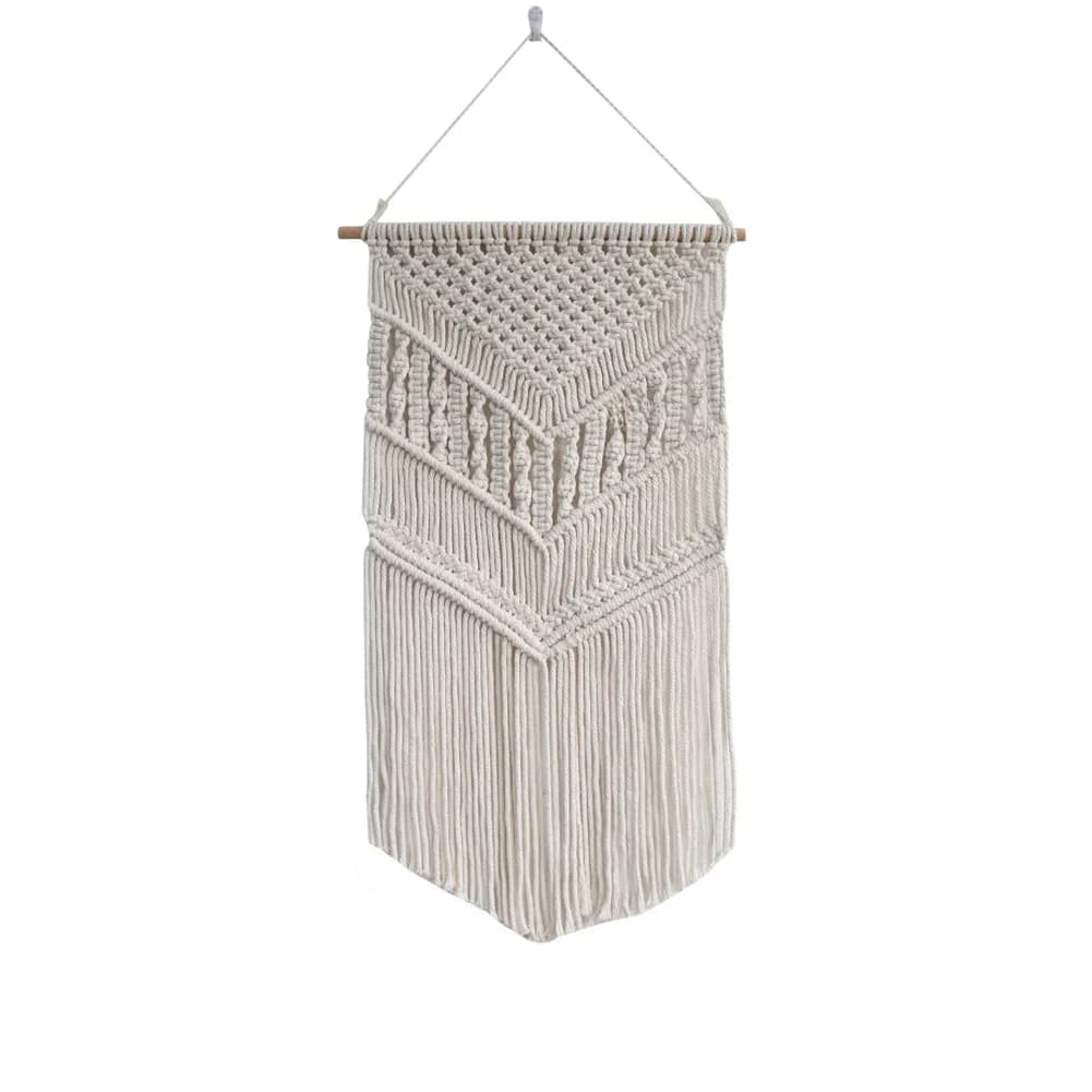 Bohemian Handwoven Cotton Wall Tapestry Nordic Style Home Decor for Living Room Bedroom Study Beige 78x45cm 75x40cm
