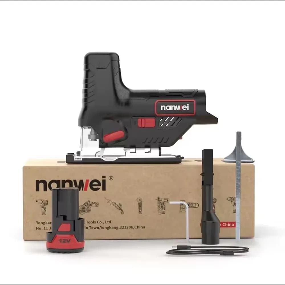 NANWEI Portable Multifunction DIY Electric Jig Saw Wood Cutting Power Tool with Lithium Battery for Home Improvement