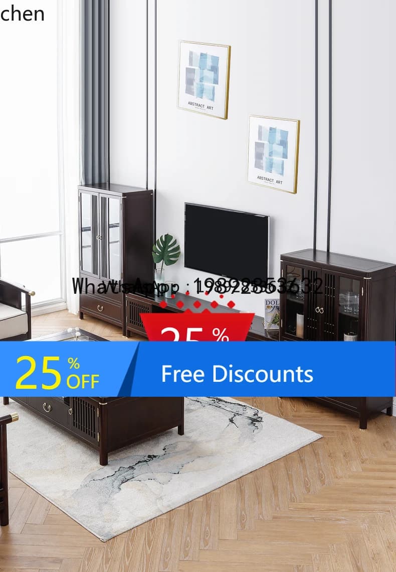 walnut wine cabinet full solid wood living room dining side cabinet wall display cabinet