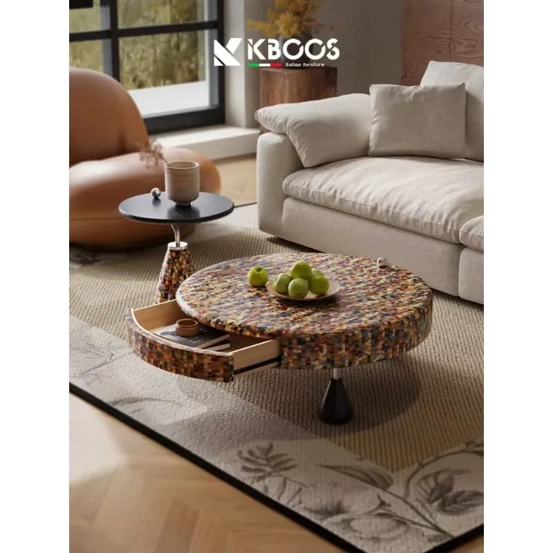 Creative Rainbow Round Italian Minimalist Light Luxury Living Room Home Coffee Table Combinationx8