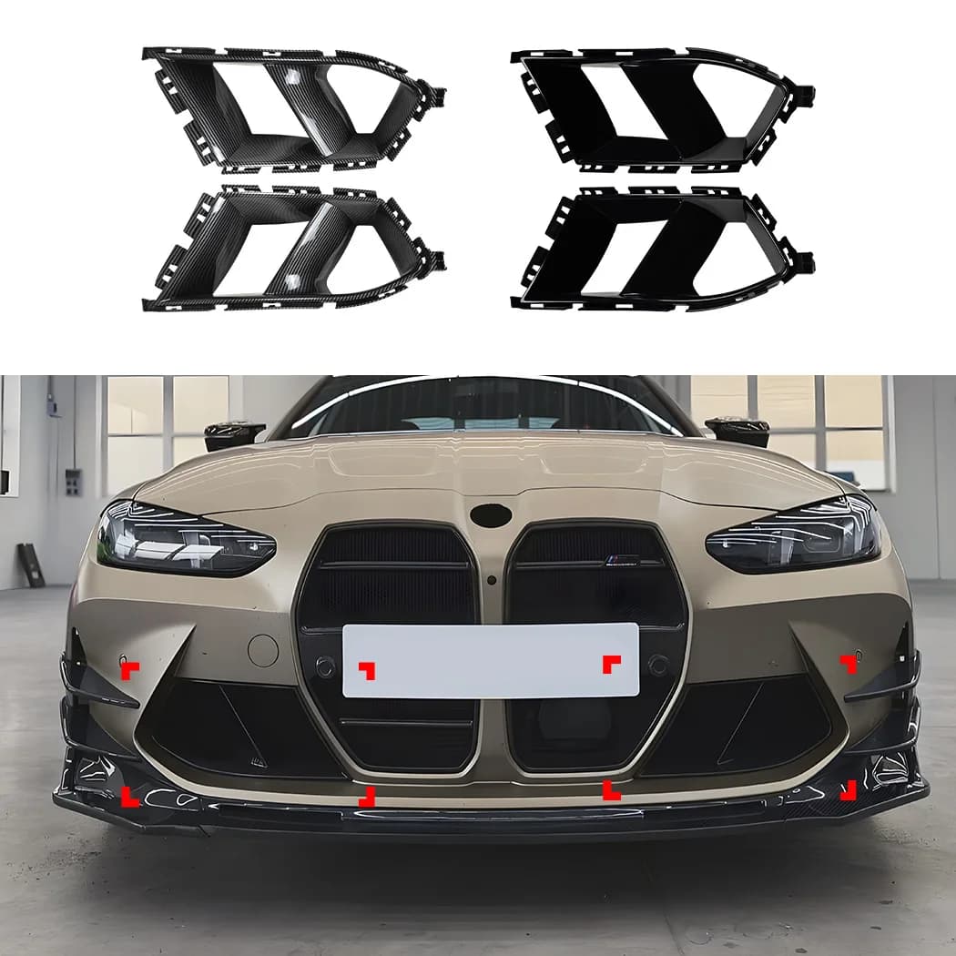 New For BMW M3 M4 G80 G81 G82 G83 MP Front Bumper Grille Spoiler Sticker Exterior Modification Glossy Black