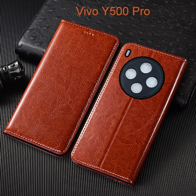 Crazy Horse Genuine Leather Flip Case For Vivo Y500 Pro Phone Cover Card Cases Scratch Proof