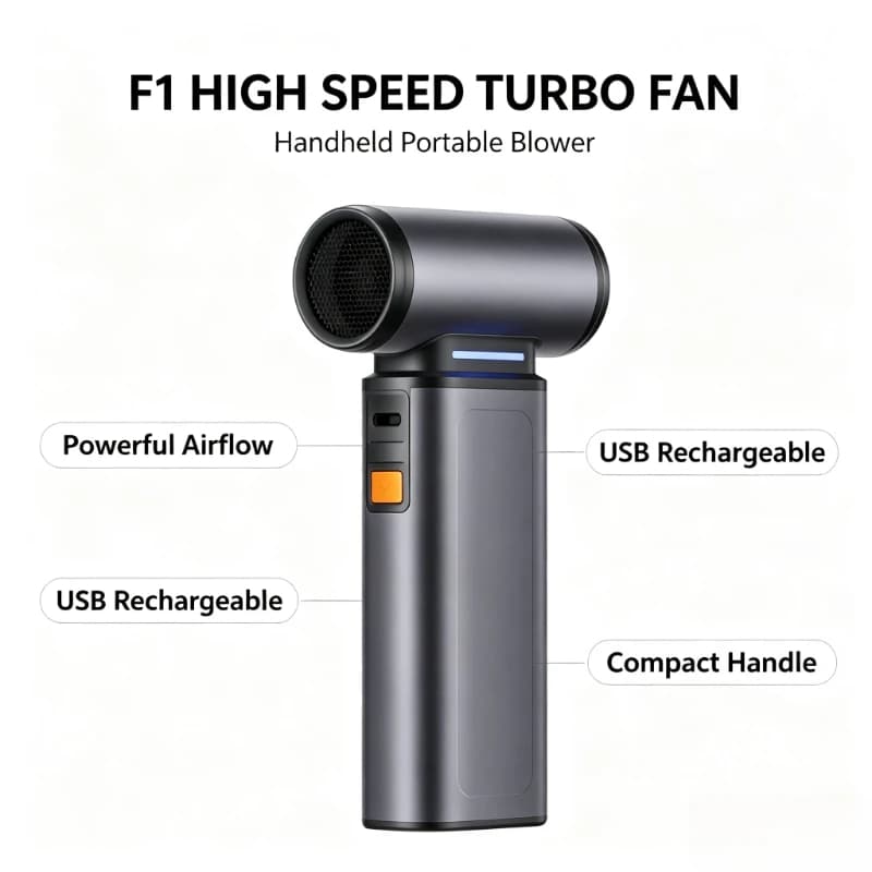F1 High Speed Violent Turbo Fan Outdoor Handheld Fan Portable Charging Hair Dryer Car Dust Blower Original Factory
