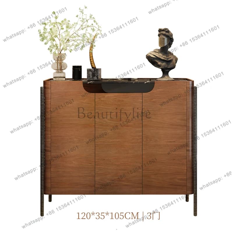 French retro solid wood entrance shoe cabinet integrated medium and ancient decorative cabinet