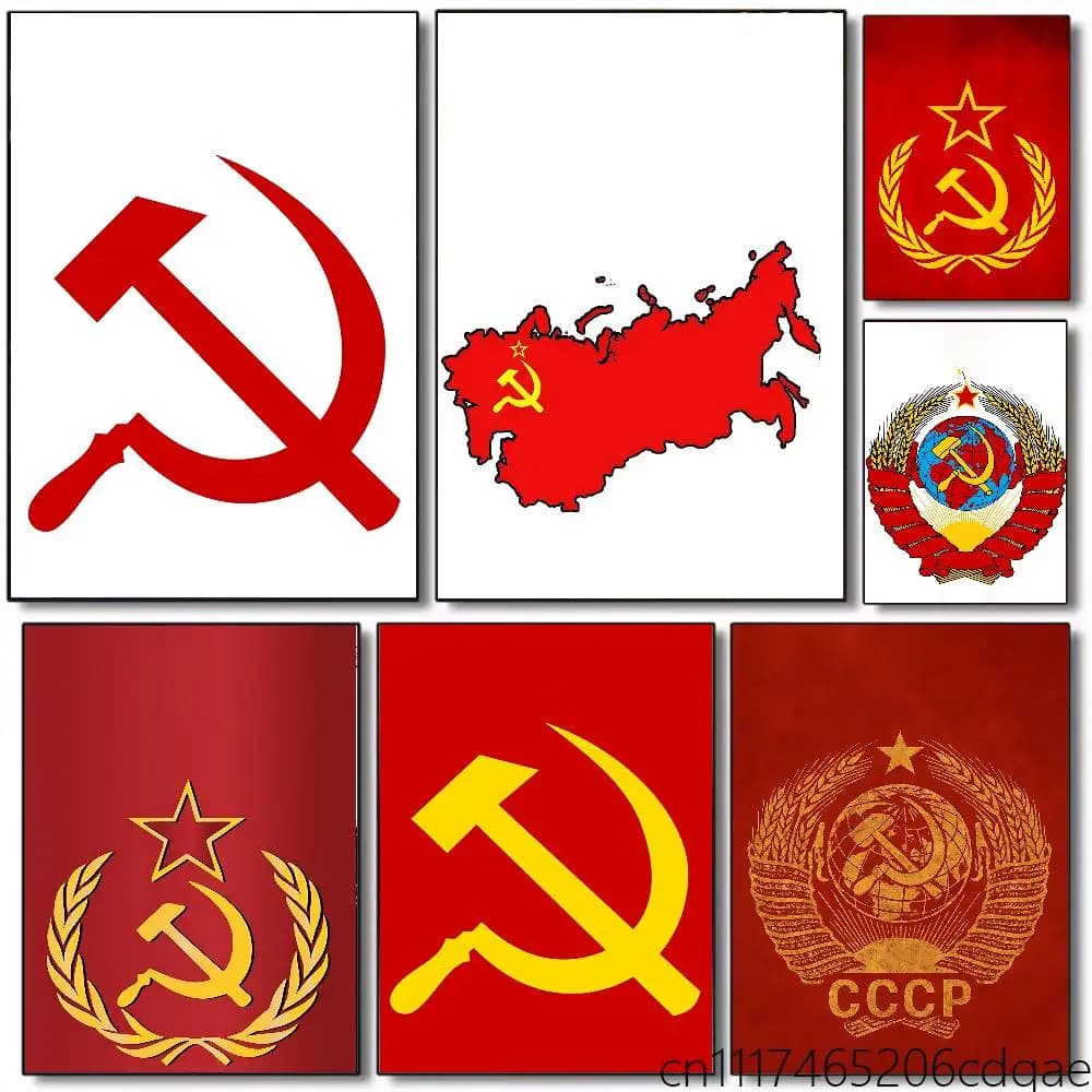 Russian USSR CCCP Poster Self-adhesive Art Waterproof Paper Sticker Coffee House Bar Room Wall Decor