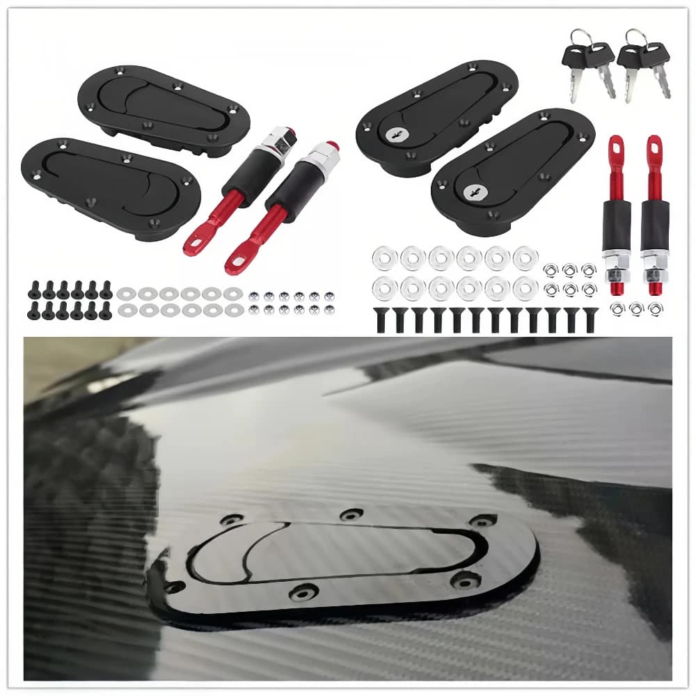 Universal Racing Hood Lock with Key Hood Lock Pin Mounting Kit Automotive Modification Parts