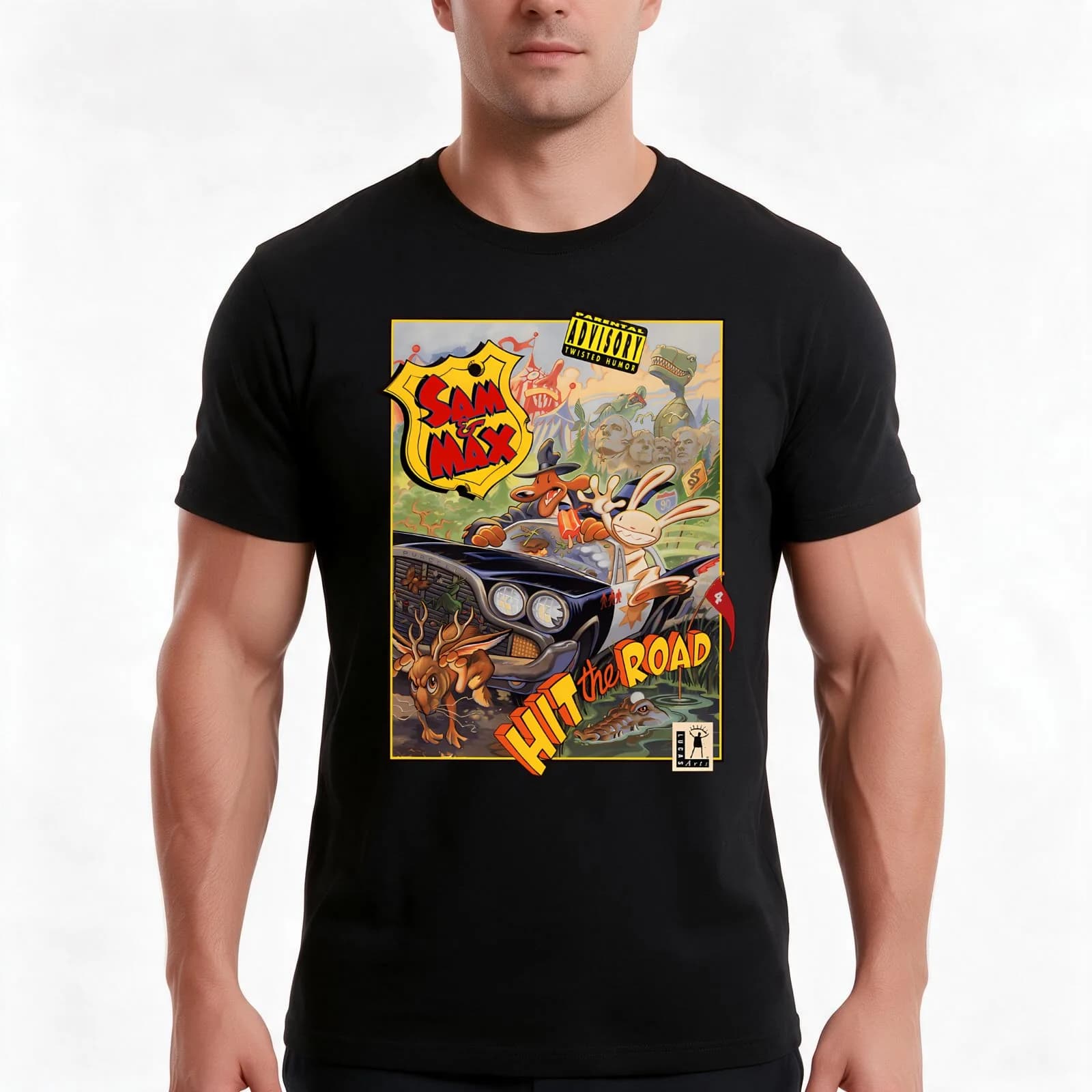 Sam And Max : Hit The Road T-Shirt, Summer Casual Cotton Tee, Oversized Streetwear Tops, Vintage Graphic Print, Unisex Men Women