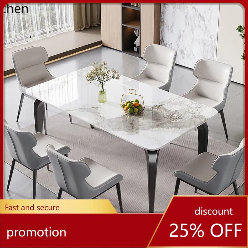 YFY Italian Minimalist Rock Plate Dining Table and Chair Set Modern Simple Home Small Apartment Rectangular Light Luxury Dining