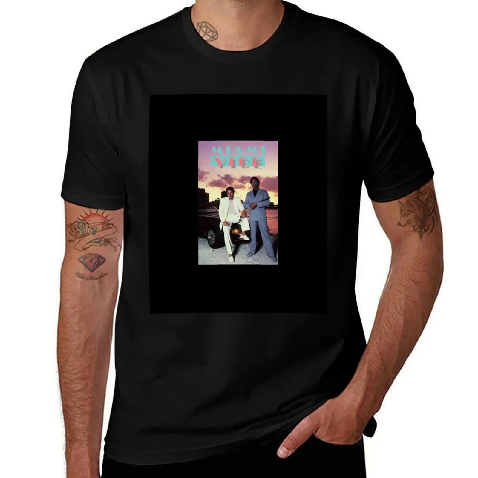Miami Vice Poster T-Shirt Outdoor Sports Short Sleeve Top T-Shirt