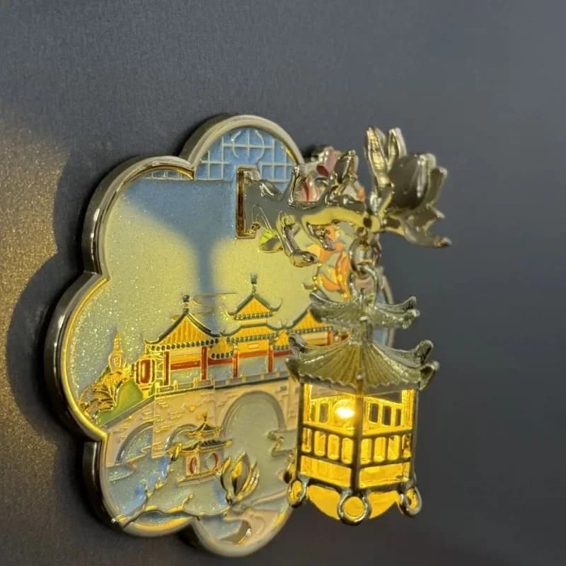 Refrigerator stickers, travel souvenirs in March, metal lanterns, luminous hollow gifts