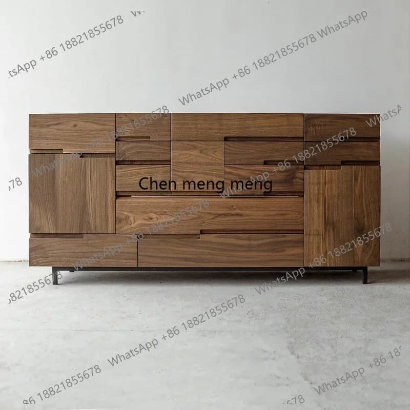 H Black walnut multi-chest TV cabinet living room Nordic chest set-top box on the quiet wind solid wood