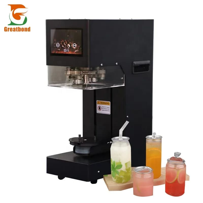 Commercial Automatic Lifting Plastic Bubble Tea Cups Sealing Machine PET Jar Intelligent Non-rotating Can Sealing Machine