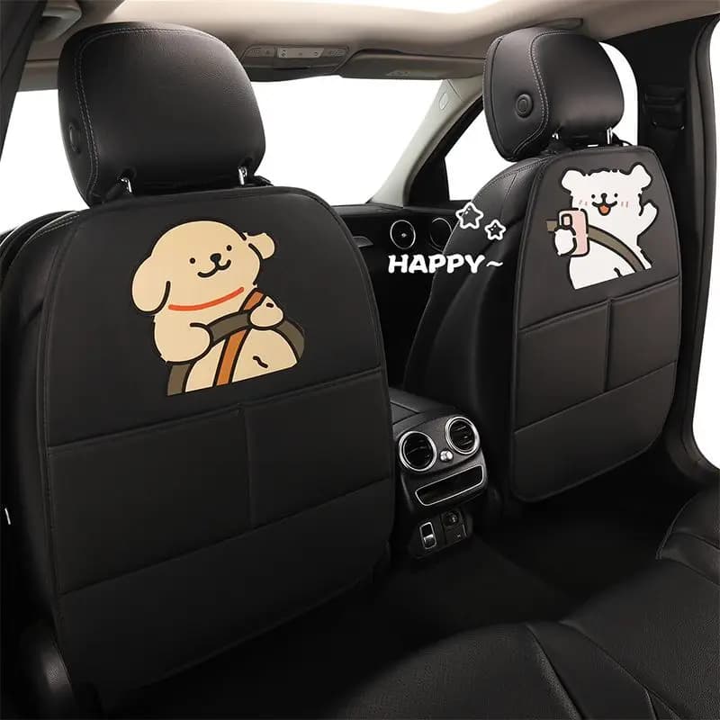 2PCS Anti-kick Pad Rear Universal Cute  Cartoon Car  Back Children  Anti-dirty Pad Lady