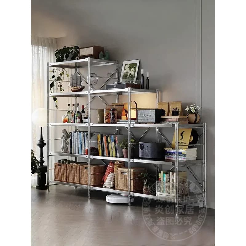 Stainless steel rack, floor-to-ceiling living room multi-layer storage rack