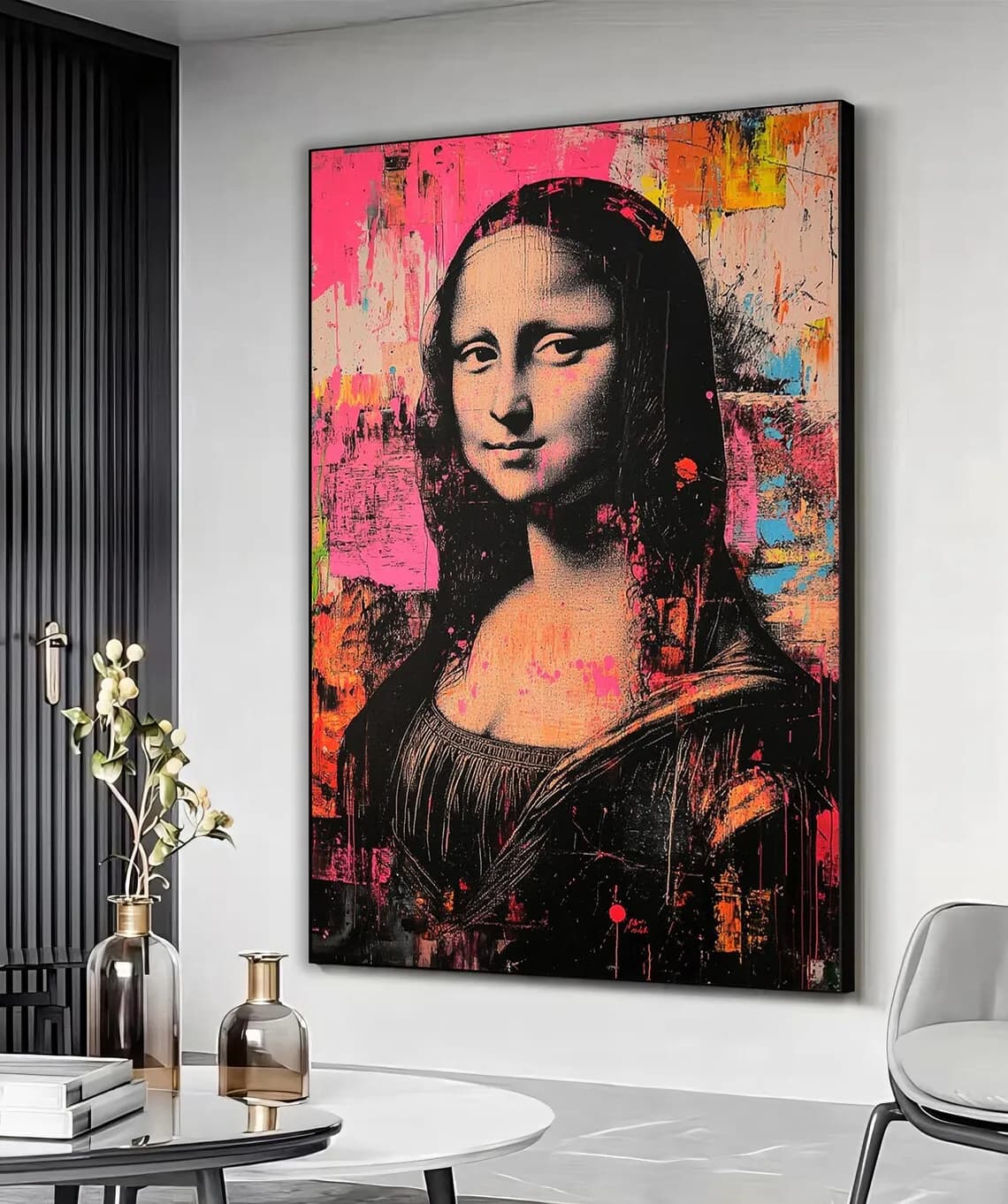 Mona Lisa In Grafitti Art Style, Mona Lisa Grafitti Canvas Print, Mona Lisa Colorful Abstract Painting, Modern Artwork Home Deco