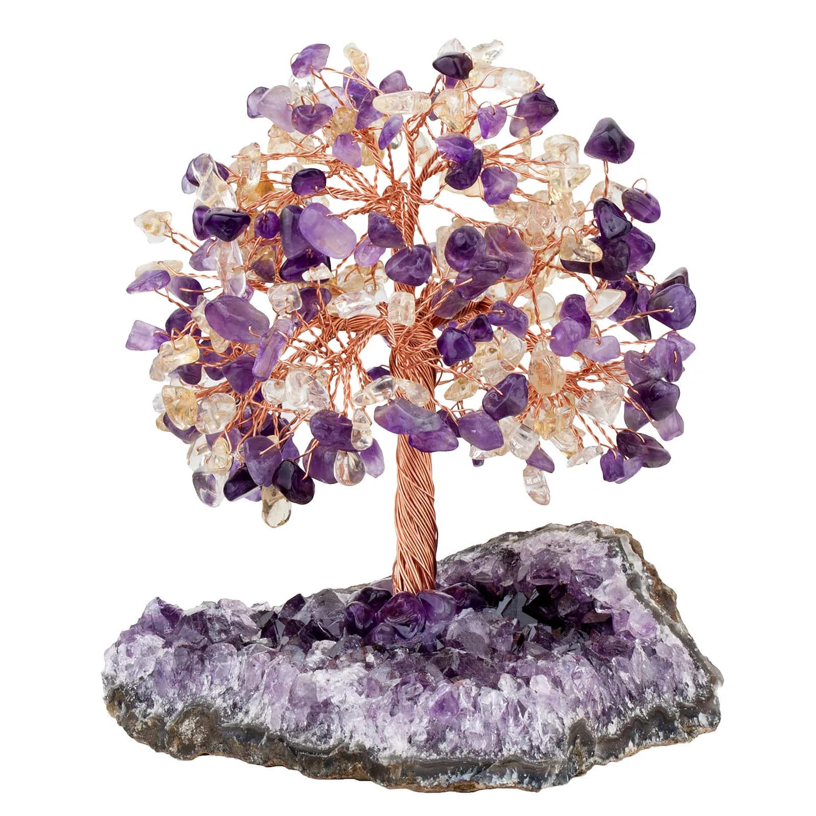 PYJ natural amethyst flower raw ore lucky tree gravel leaf fortune tree handicraft crystal ornament