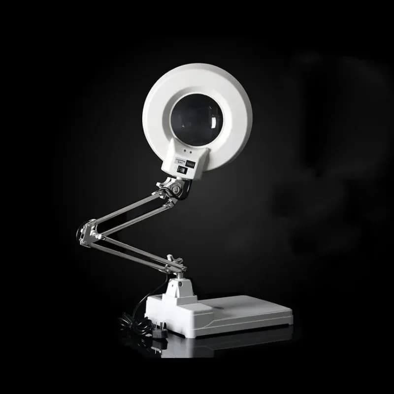 220V 20X 56LED Illuminated Lamp Magnifier Desktop Stainless Steel Stand Magnifying Glass with LED Lights Helping Hands Loupe