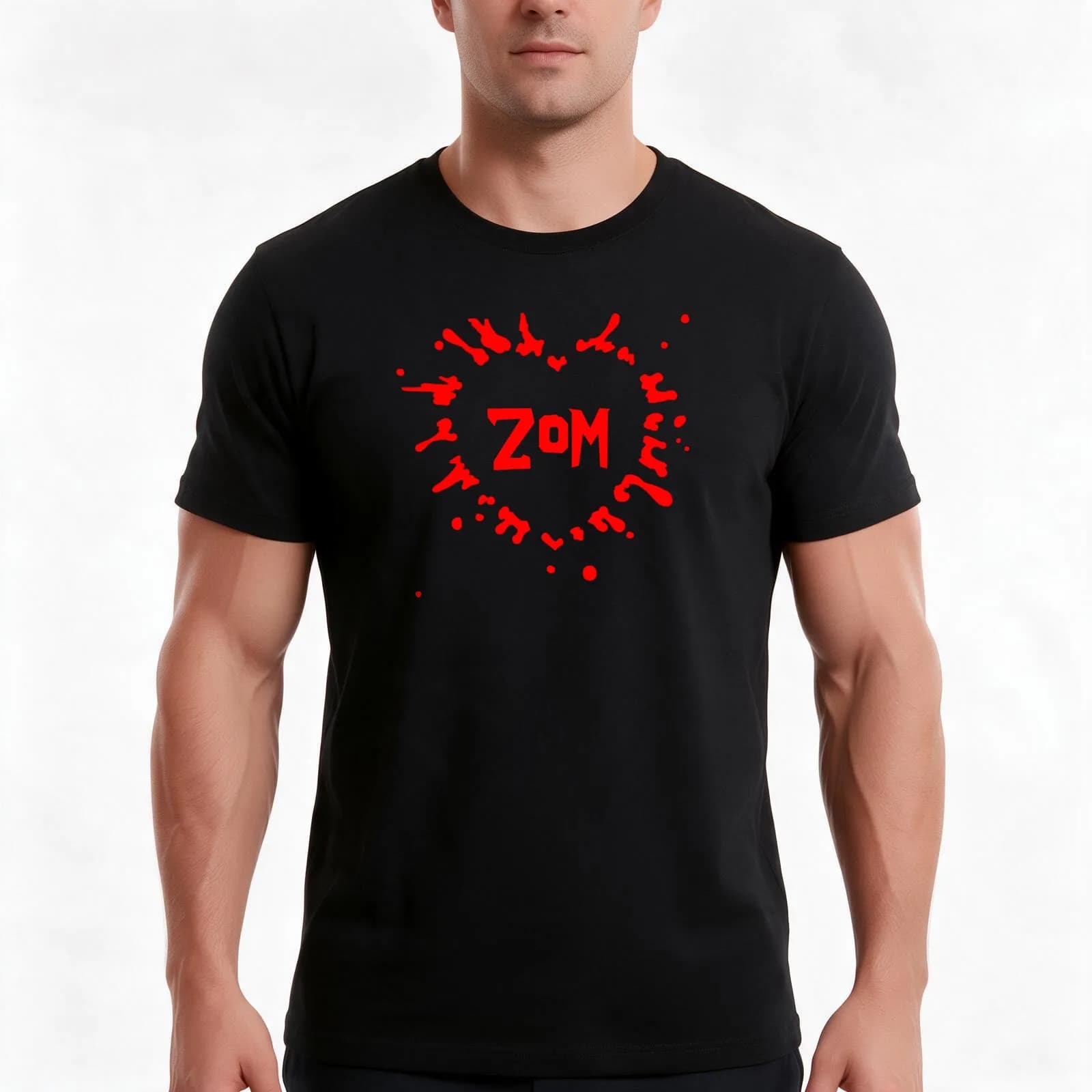 Zom T-Shirt, Summer Casual Cotton Tee, Oversized Streetwear Tops, Vintage Graphic Print, Loose Fit Short Sleeve, 100% Cotton