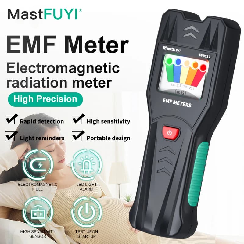 MASTFUYI Handheld LED EMF Meter, Magnetic Field Ghost Hunting Detector, Electromagnetic Paranormal Equipment Tester 30Hz-20000Hz