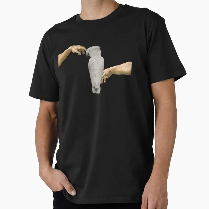 Creation of an Umbrella Cockatoo Michelangelo Funny Parrot Gift T-shirt for BirdsLover Short Sleeve Graphic Clothes All Size Top