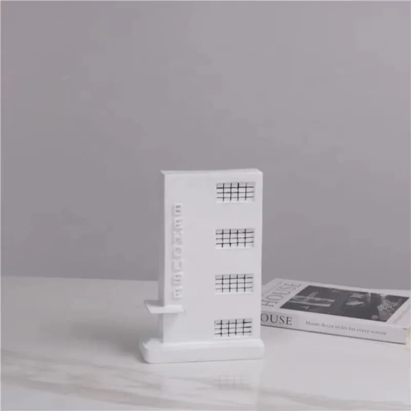 Living White Building Art Resin Modern Geometric Ornaments Home Decor for Other Home Decor