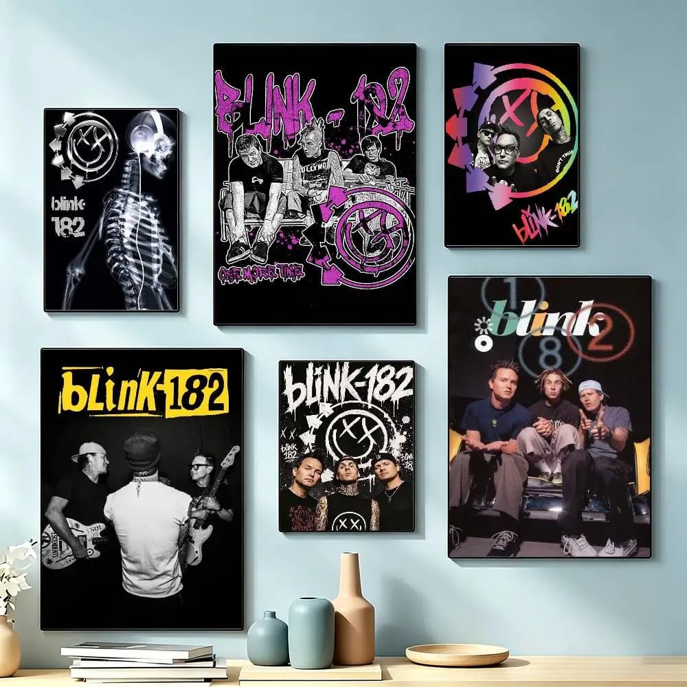 B-blink-182 Hot Band  Poster High Quality Dorm Living Room Aesthetic Wall Decoration Painting Stickers Gift