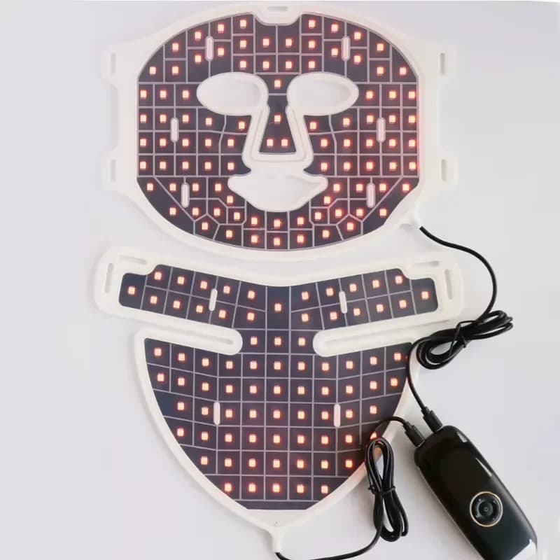 LED Face and Neck Mask Red Light Therapy 633nm and 850nm Near Black