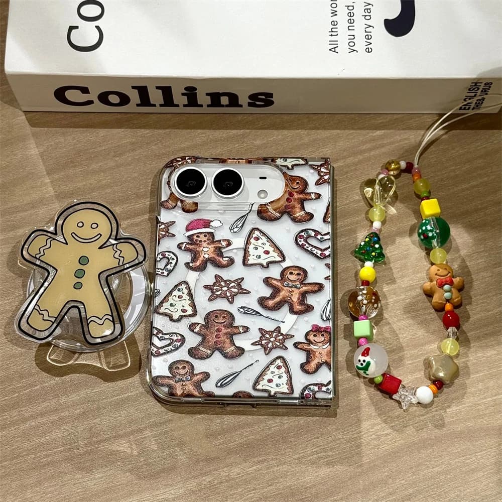 Kawaii Ins Cookie  Magnetic Phone Case For Samsung Z Fold 8 ZFold8 Fold8 Cover with Magsafe Stand Holder Korean Cute Cases