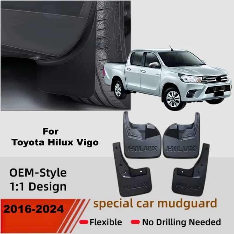 4Pcs Durable ABS Mud Flaps For 2016-2023 2017 2019 2020 2021 2022 Toyota Hilux Vigo Car Mud Flaps Fender Guards Auto Accessories