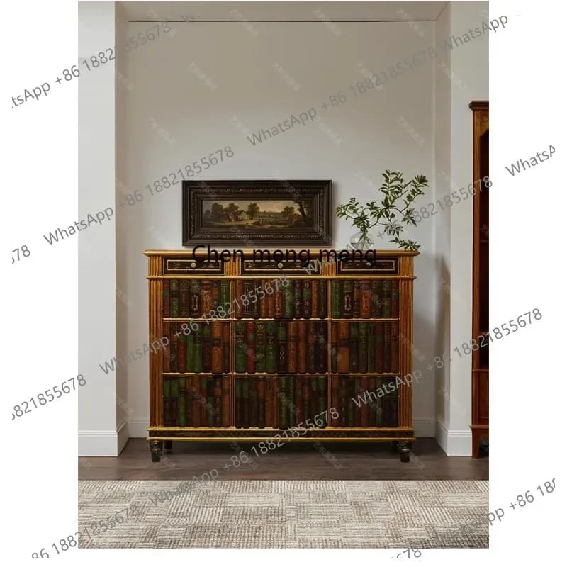 K153  French style, solid wood hand-painted entrance hall decoration, new Chinese hand-painted, storage side cabinet