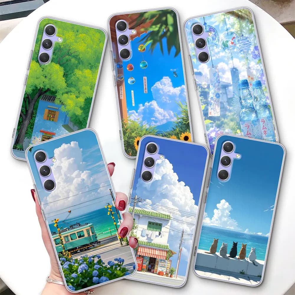 Transparent Case for Samsung Galaxy A57 A15 A27 A37 A16 A17 A54 A14 A22 A51 A53 A12 A13 TPU Phone Cover Anime Summer Corner Shop