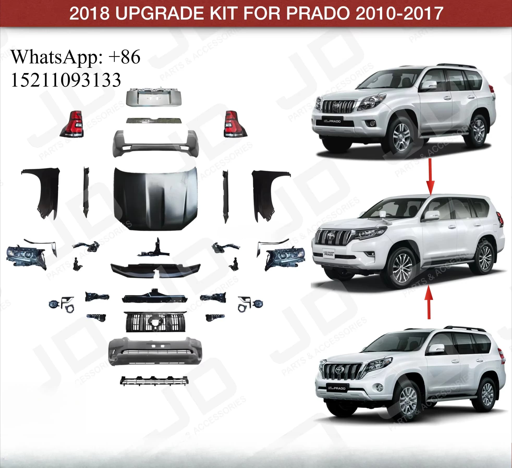 Complete Facelift Conversion Upgrade Body Kit for Land Cruiser Prado 2018