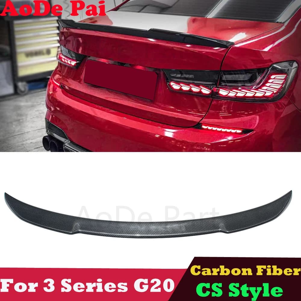 CS Style Carbon Fiber Rear Trunk Spoiler Ducktail Wings for BMW 3 Series G20 & M3 G80 2020 2021 M340i