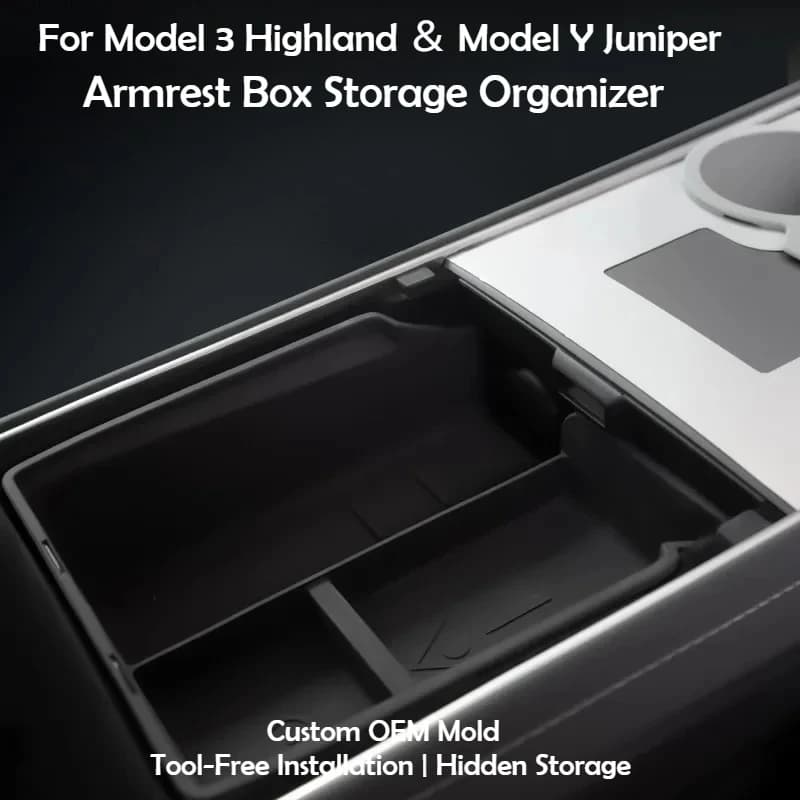 Suitable for Tesla Model 3 Highland Y Juniper armrest box storage box central control car storage modification accessories