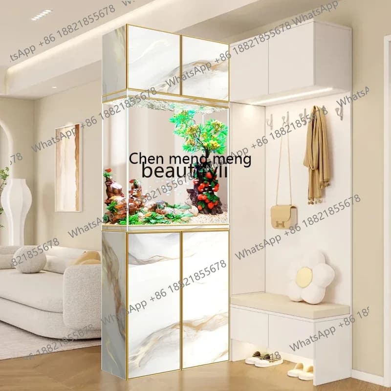 GG Integrated screen fish tank with cabinet, no pipe fittings, bottom filter, living room entrance porch partition