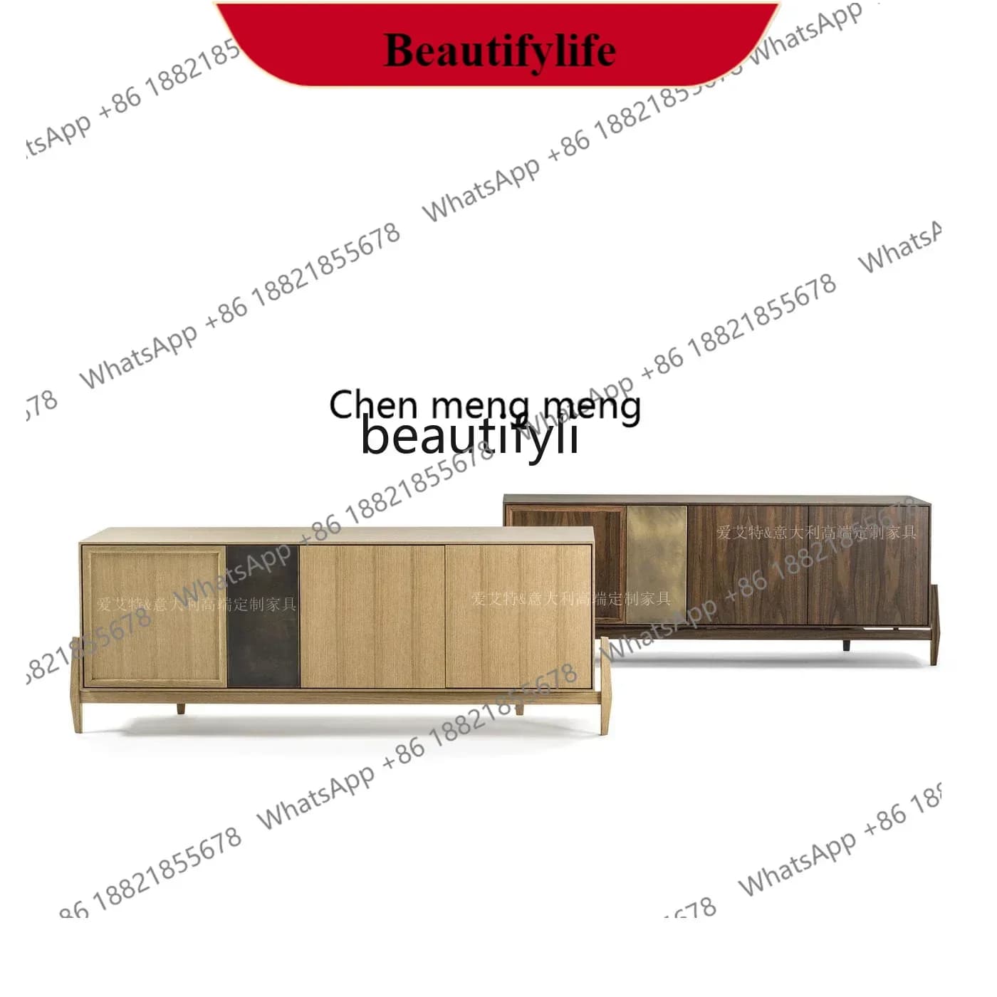 G153 S Nordic solid wood dining side cabinet walnut new Chinese tea cabinet homestay decoration cabinet
