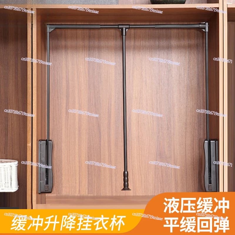 Pull-down Clothes Hanger Retractable Clothes Pass Cloakroom Household Tie Rod Wardrobe Buffer Pull-down Lift Hanger